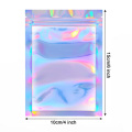 100 Pieces Holographic Rainbow Aluminum Foil Smell Proof Ziplock Bags Metallic Zipper Pouches